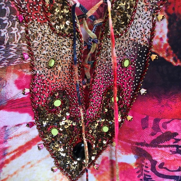 Bedazzled Chiffon Tunic Cover Up Size Large - Picture 5 of 6